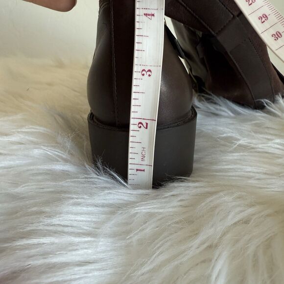 Cole Haan 7.5 Women Mid Calf Brown Leather Suede Buckle Riding Boots Equestrian - Picture 15 of 16